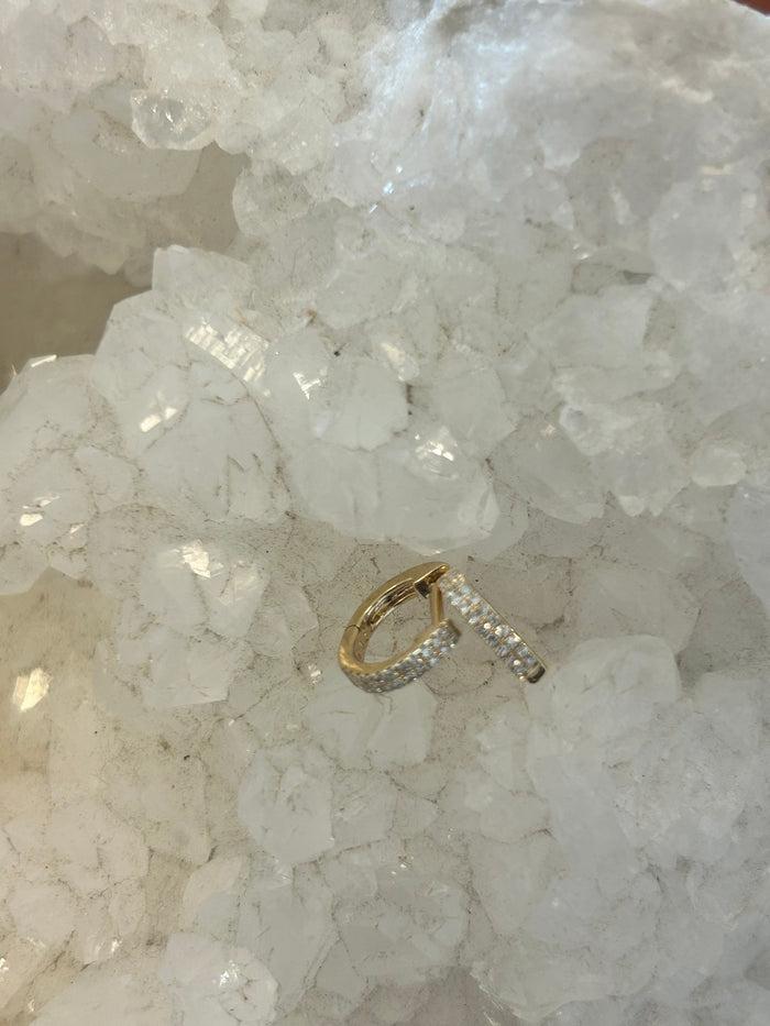 jnb Double Row Diamond Huggies 14K Yellow Gold