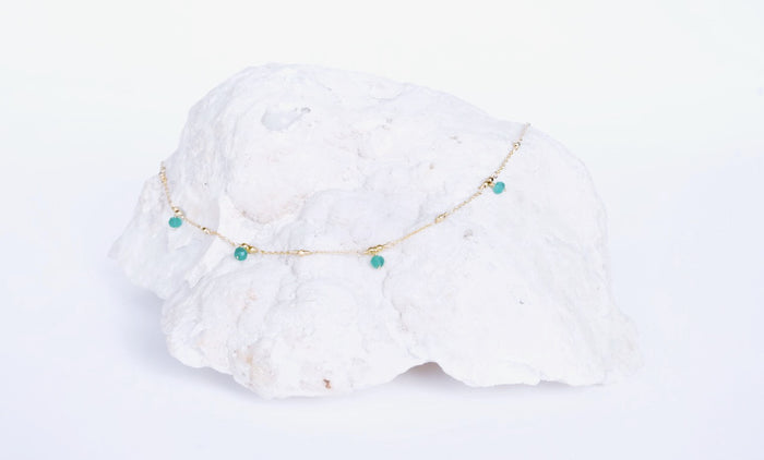 jnb Green Bead Dangle Necklace