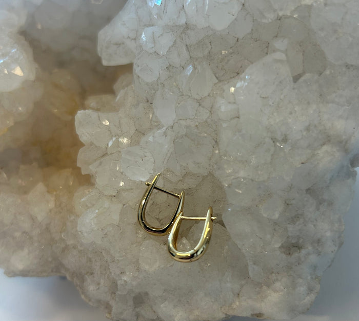 Jnb Horseshoe Huggie Hoop Earrings 14K Yellow Gold