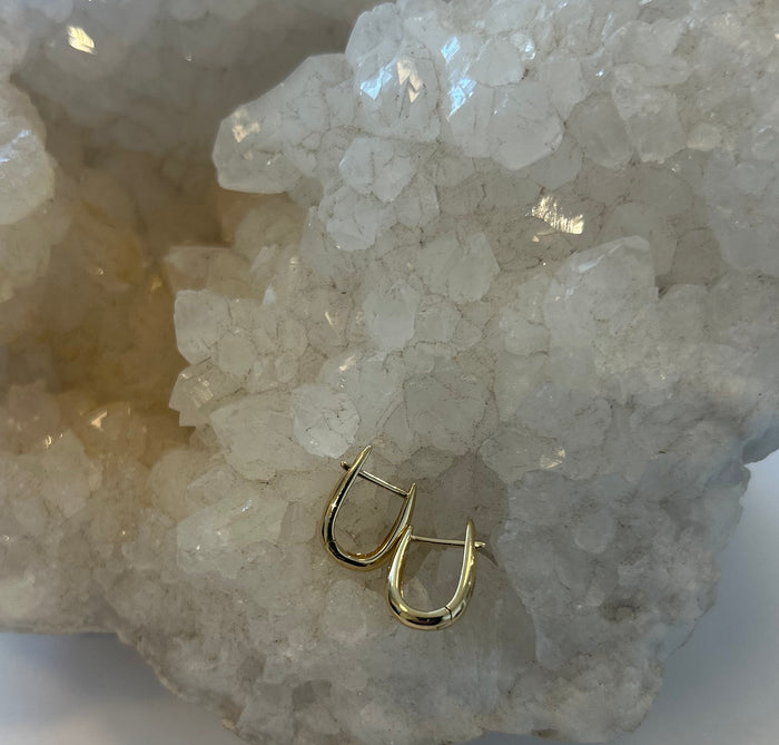 jnb Horseshoe Huggie Hoop Earrings 14K Yellow Gold