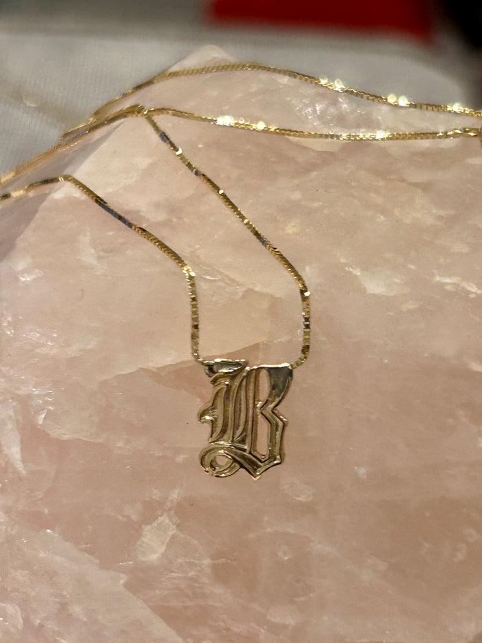 Jnb Initials 14k Gold Tiny Block Letters