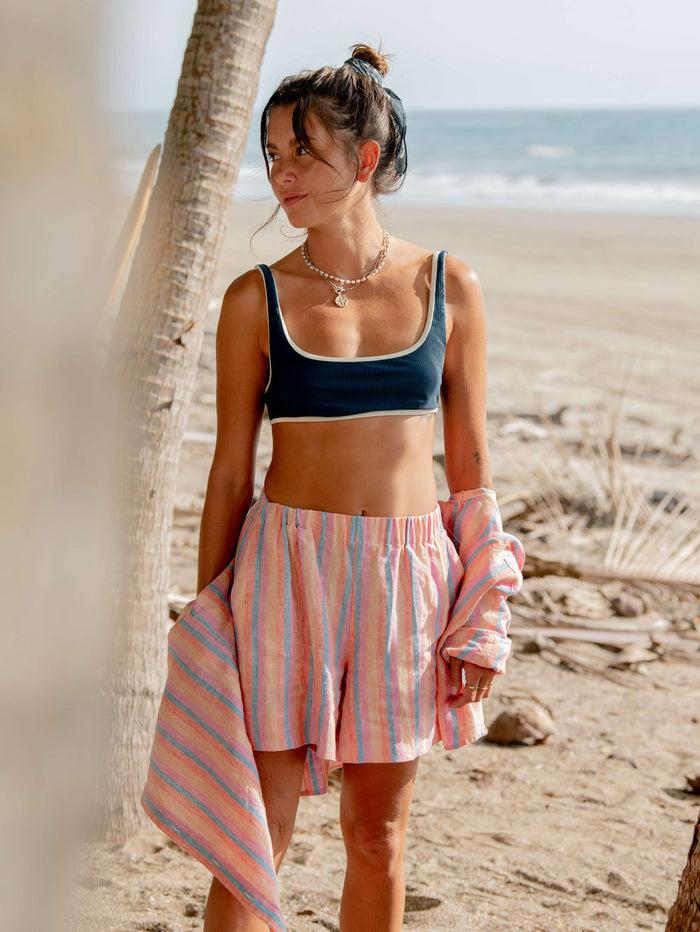 jnb Laguna Linen Bayview Short - Cabana Multi Stripe