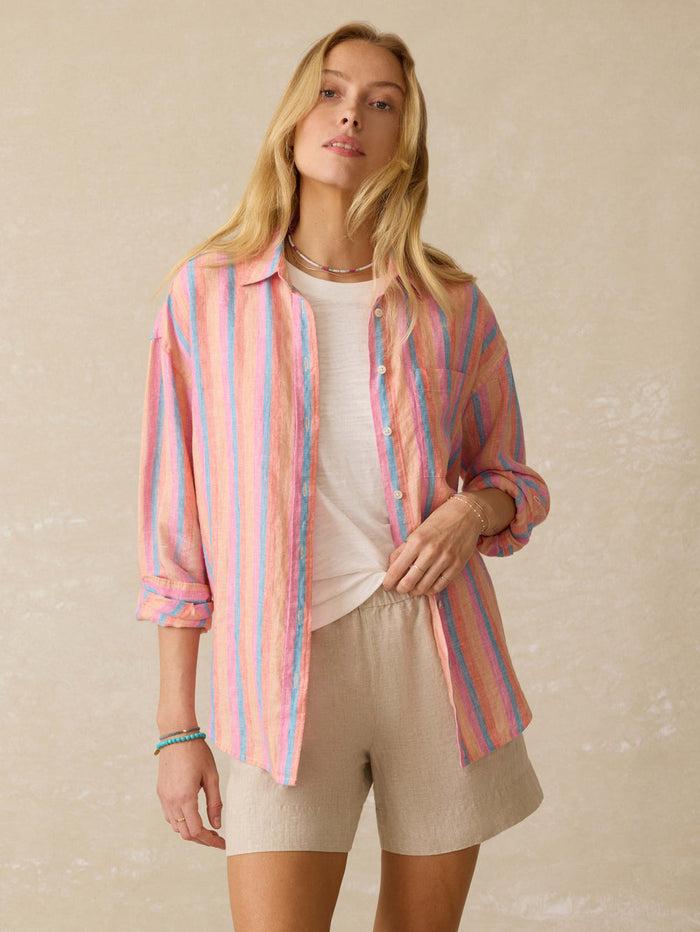 jnb Laguna Linen Relaxed Shirt - Cabana Multi Stripe