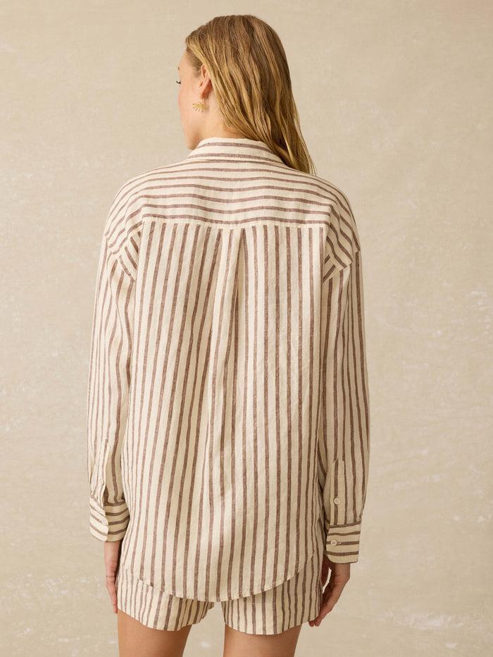 Jnb Laguna Linen Relaxed Shirt - Cocoa Grove Stripe