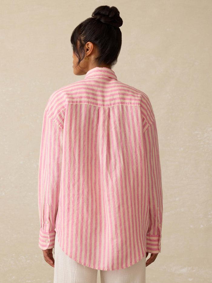 Jnb Laguna Linen Relaxed Shirt - Pink Lucy Stripe