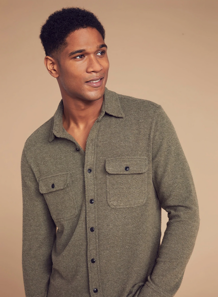 jnb Legend Sweater Shirt - Olive Melange Twill