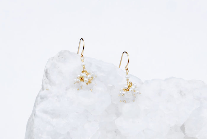 jnb Moonstone and Pearl Bead Earrings