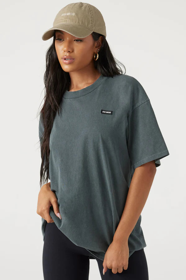 Jnb Oversized Crew Tee W/ Logo - Evergreen Cotton