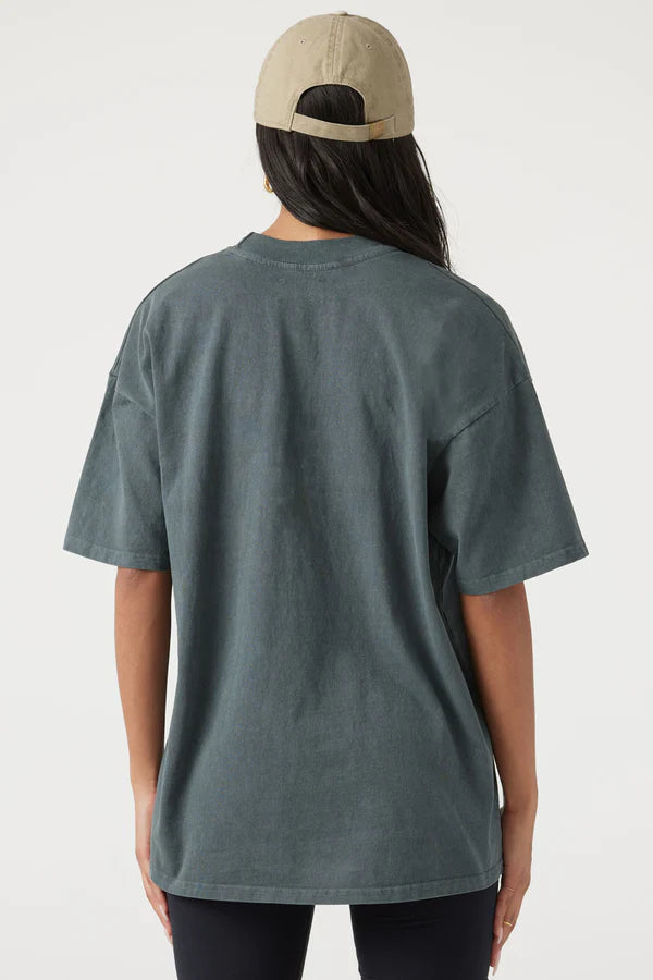 Jnb Oversized Crew Tee W/ Logo - Evergreen Cotton