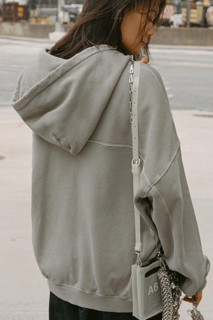 Jnb Oversized Zip Hoodie - Vetiver French Terry