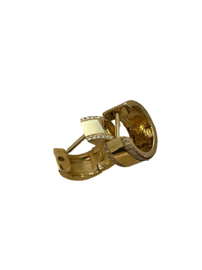 Jnb Pave Diamond Double Row Huggies