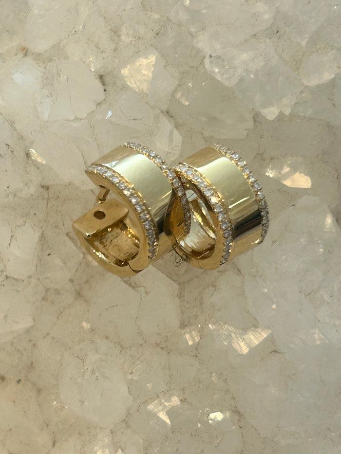 Jnb Pave Diamond Double Row Huggies