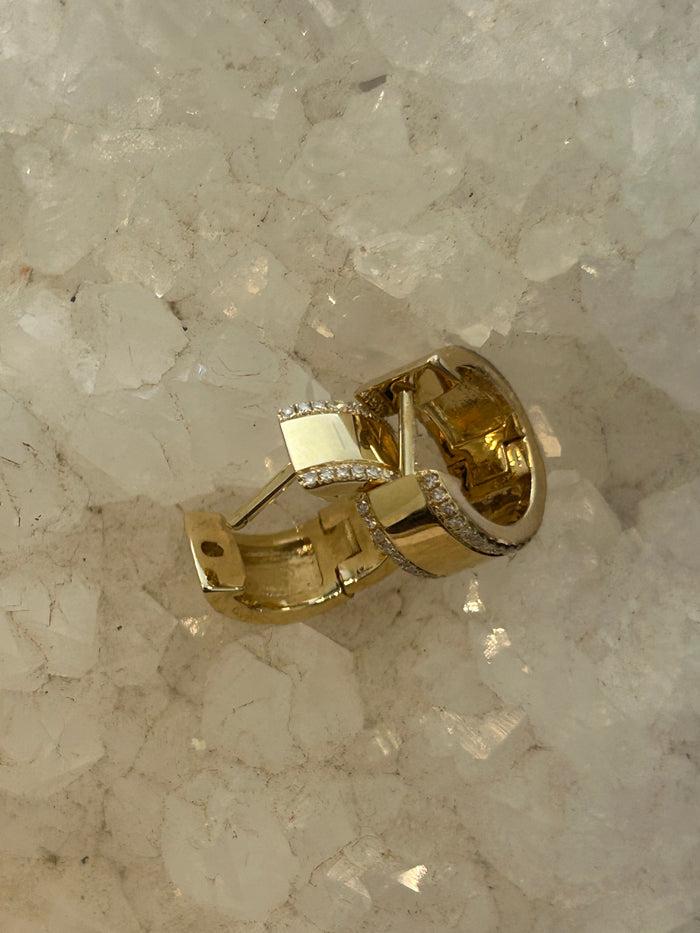 Jnb Pave Diamond Double Row Huggies