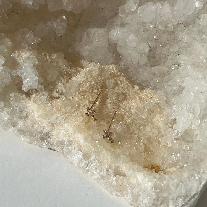 jnb Petite Diamond Cross Stud Earrings