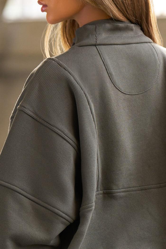 Jnb Retro Half Zip - Sage Luxe French Terry