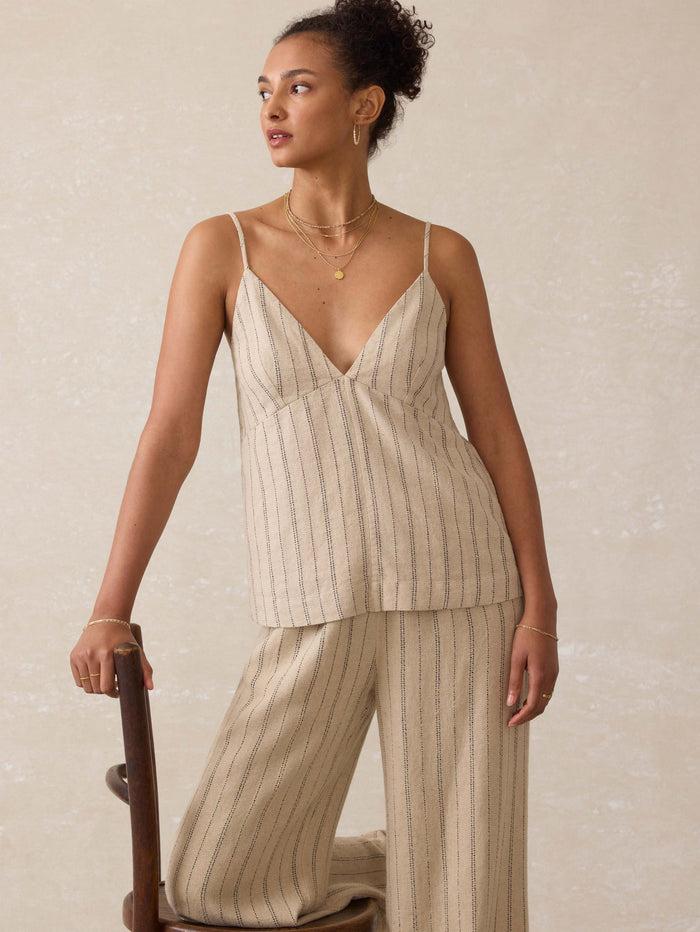 jnb Rivera Linen Pant - Drifwood Stripe