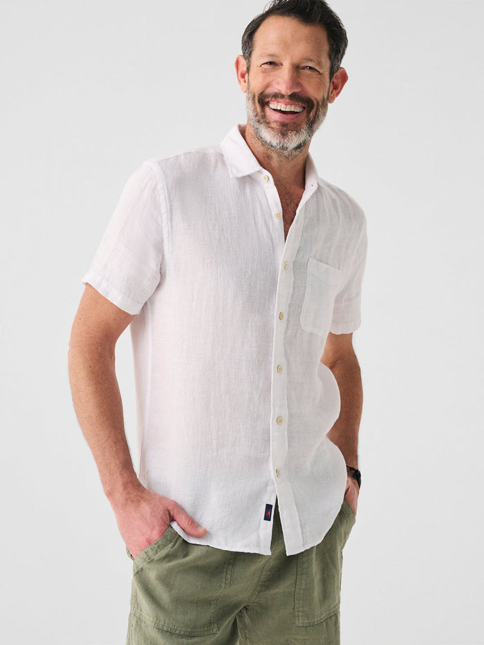 jnb Short-Sleeve Laguna Linen Shirt - White