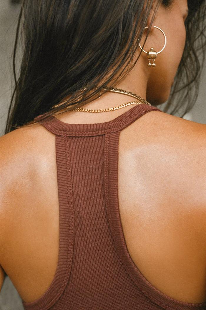 Jnb V Neck Racerback Tank - Oxblood Flex Rib
