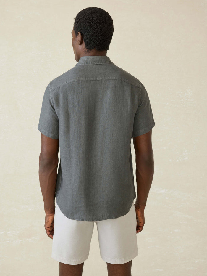 Jnb Short Sleeve Palma Linen Shirt - Washed Black Basketweave