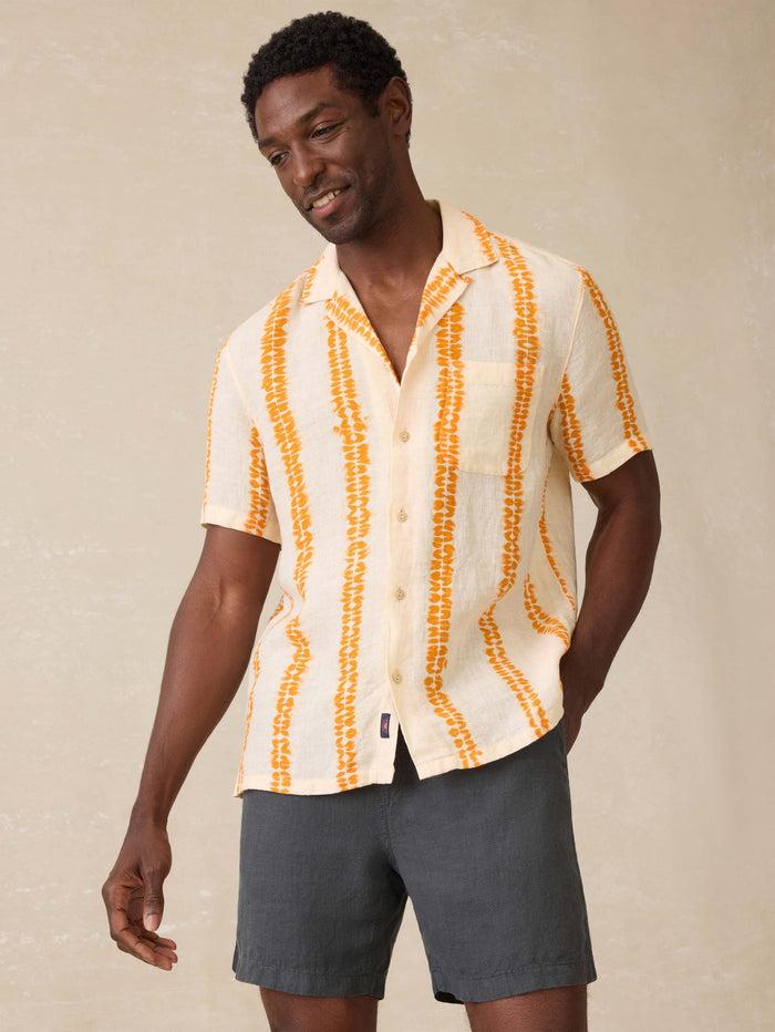 jnb Short Sleeve Shibori Palma Linen Shirt - Citrus Valley