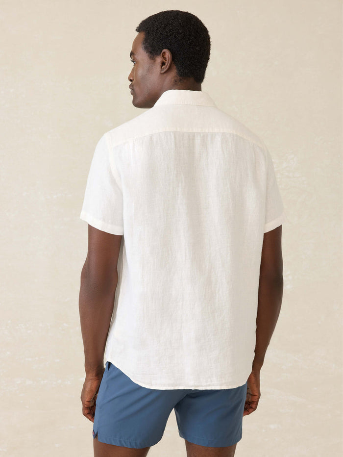 Jnb SS Palma Linen Shirt Short Sleeve - Bright White Basketweave