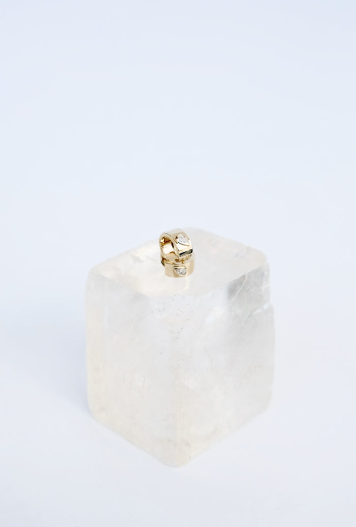 Jnb Teardrop Huggies Pave Set (peat-shape) Diamond On Wide 14k Yellow Gold Band