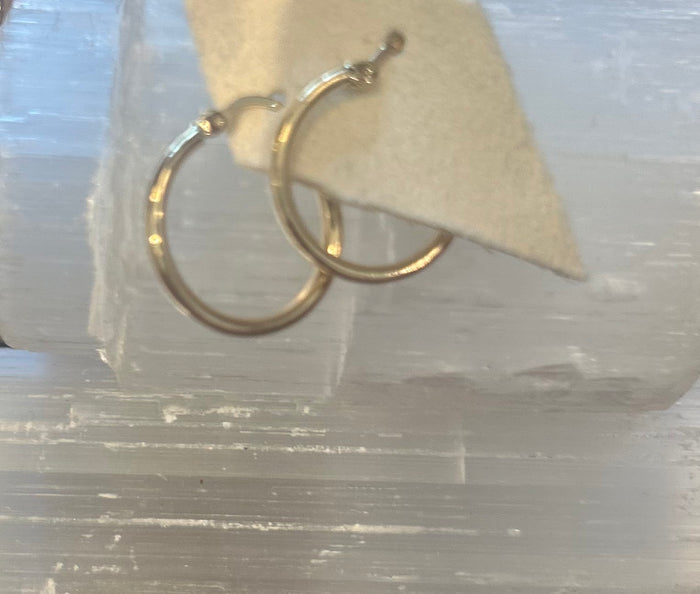 Jnb Thin 14K Gold Medium (3/4 Round) Hoop With Hinge Back