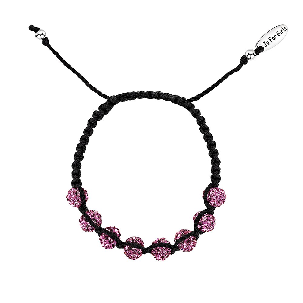 jo for girls 8 ball pink sparkler bracelet on black cord