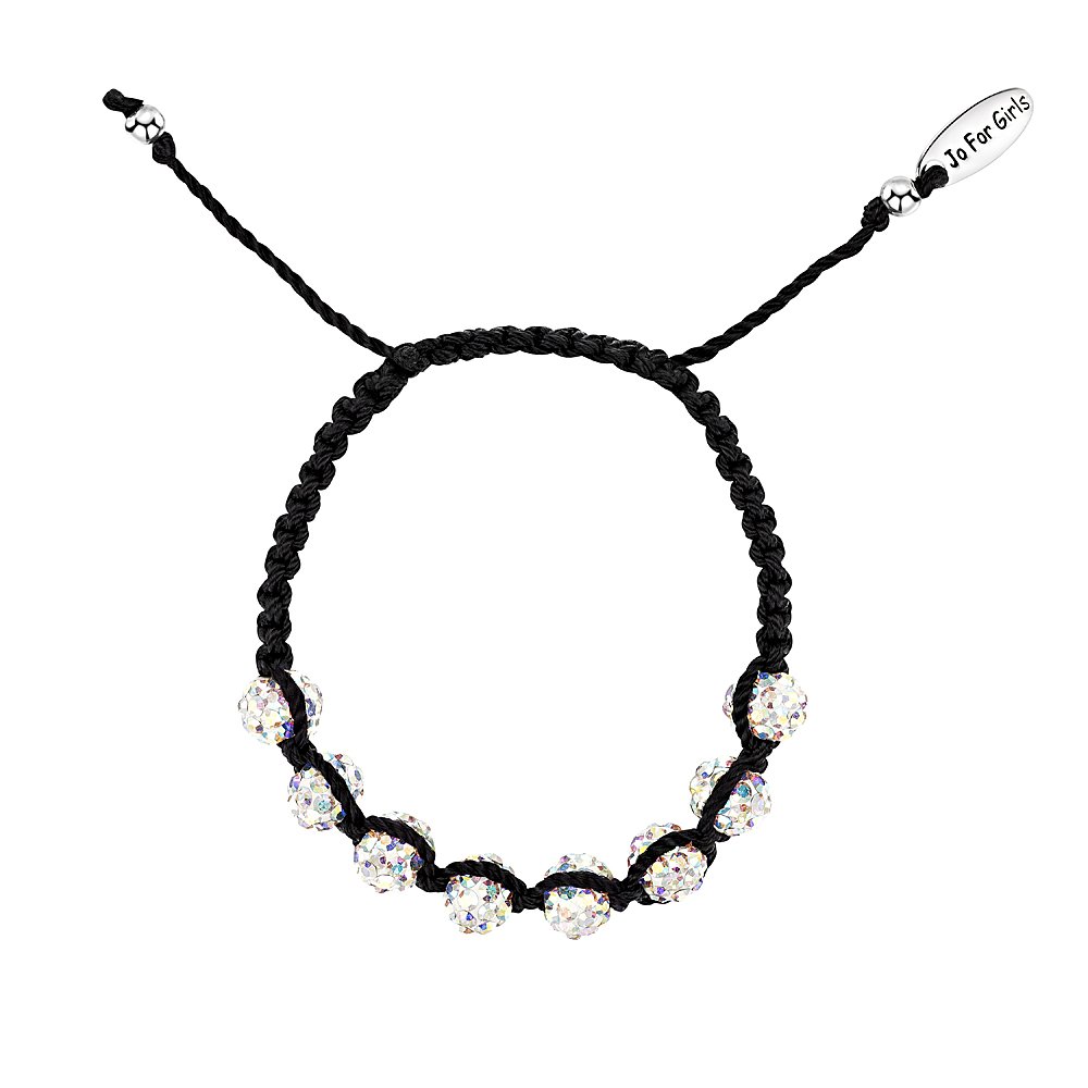 jo for girls 8 ball white sparkler bracelet on black cord