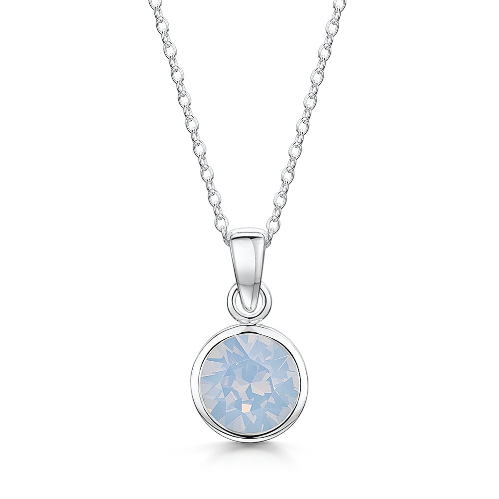 jo for girls air blue opal swarovski crystal silver pendant