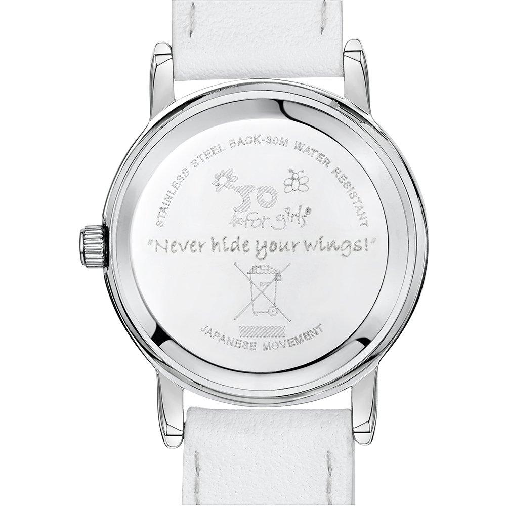 Jo For Girls Blue Butterfly Watch With White Leather Strap