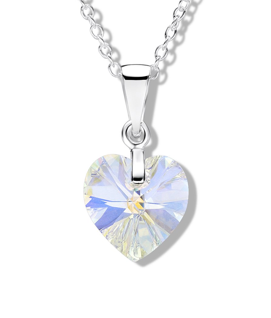 jo for girls clear swarovski crystal heart silver pendant