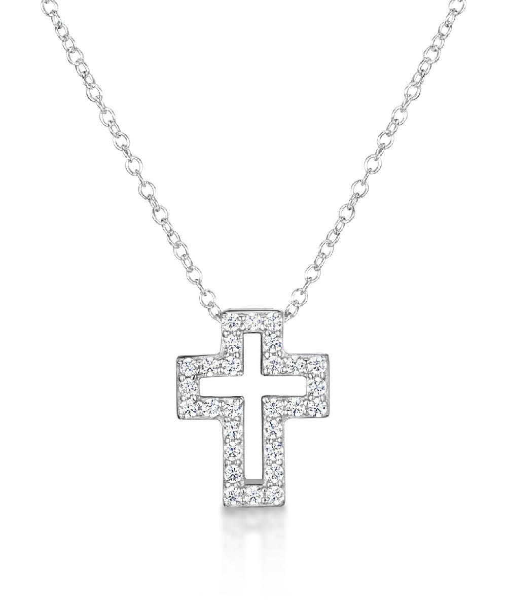 jo for girls cubic zirconia cross pendant in sterling silver