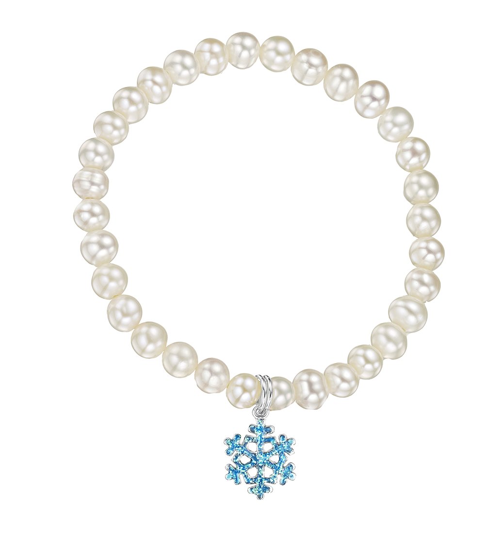 jo for girls freshwater pearl bracelet with blue snowflake