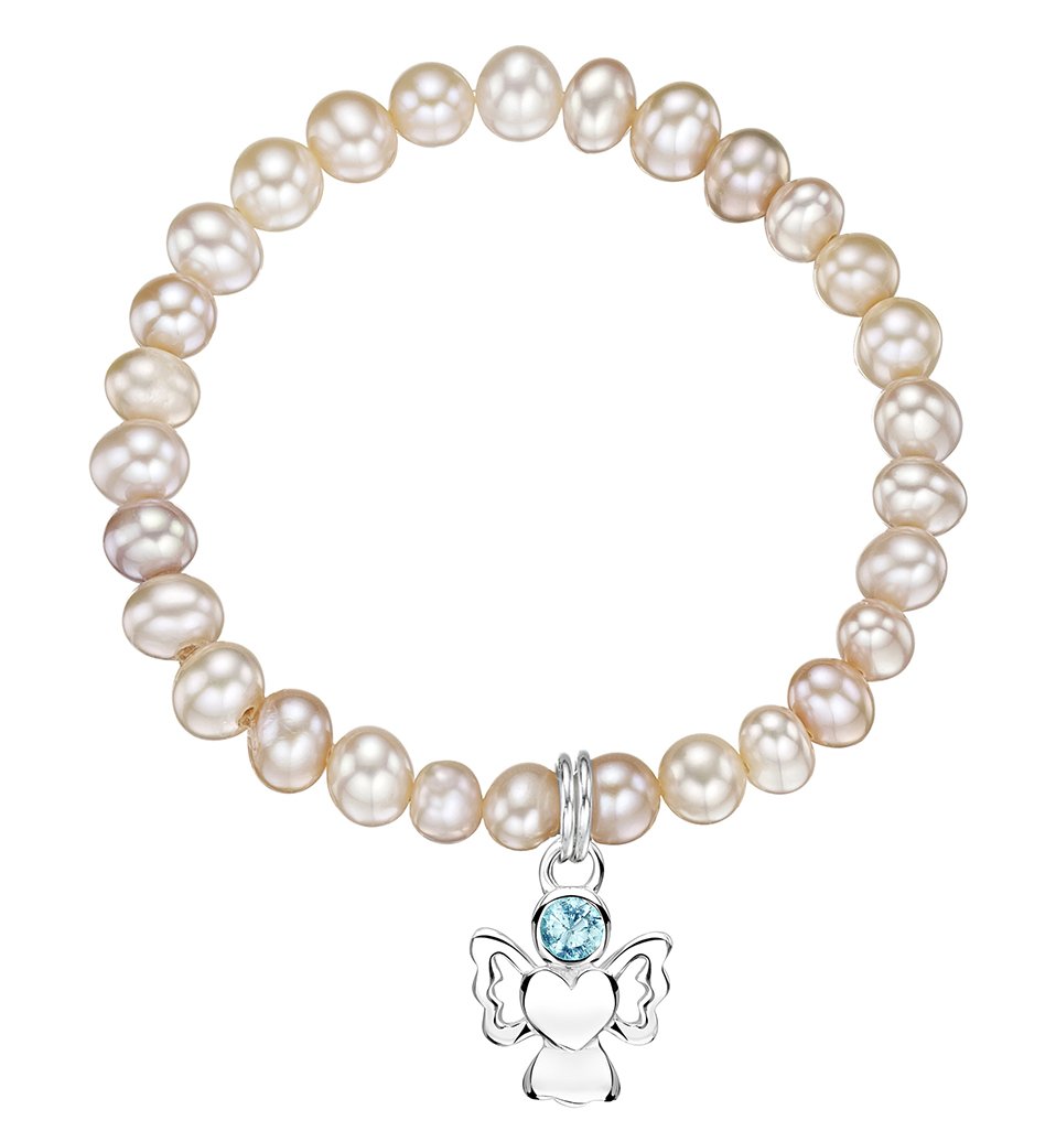 jo for girls freshwater pearl bracelet with march birthstone angel