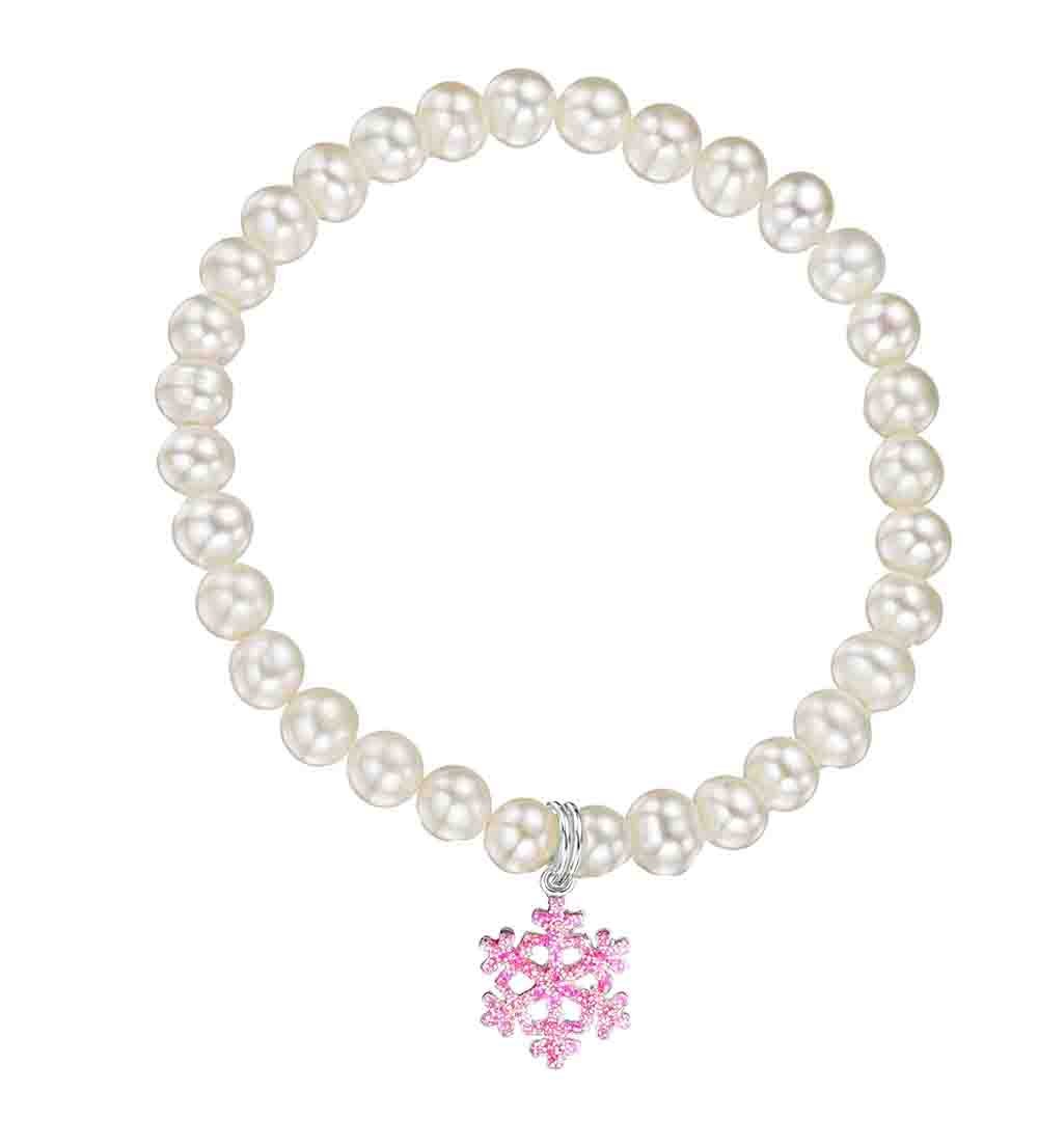 jo for girls freshwater pearl bracelet with pink snowflake