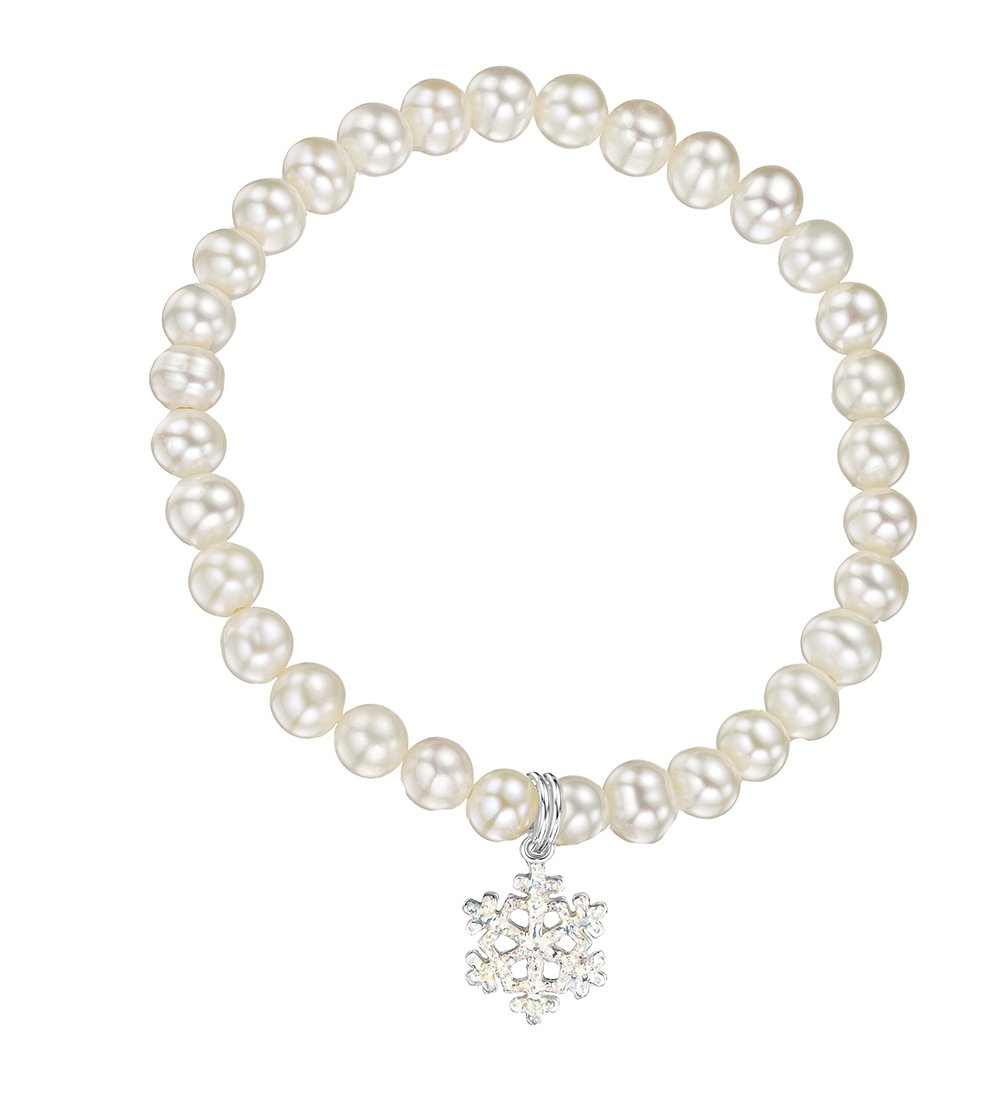jo for girls freshwater pearl bracelet with white snowflake