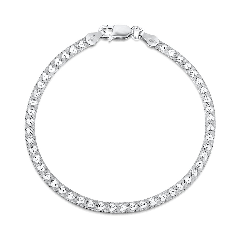 jo for girls herringbone heart bracelet in rhodium plated sterling silver