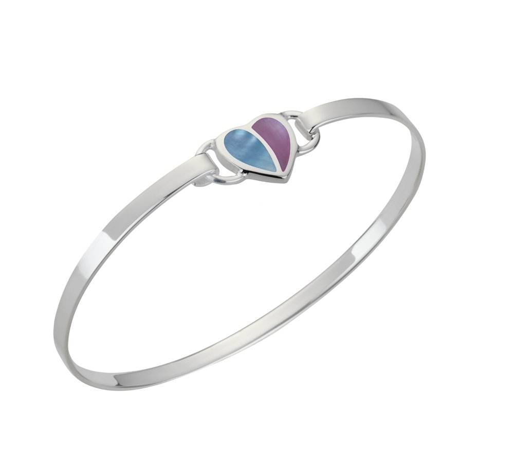jo for girls mother of pearl pink and blue heart bangle