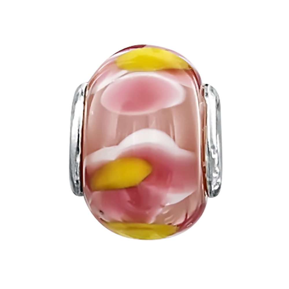jo for girls murano bead pink hearts yellow flowers