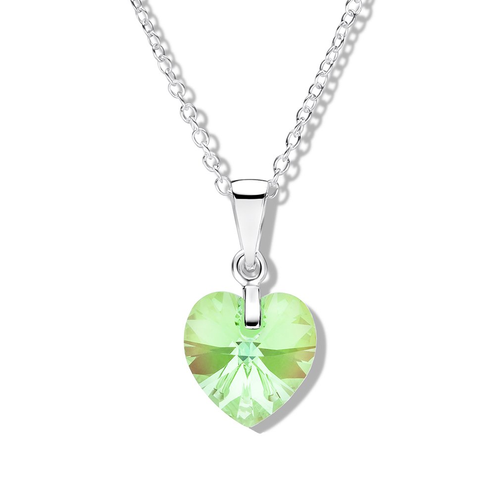 jo for girls peridot swarovski crystal heart silver pendant