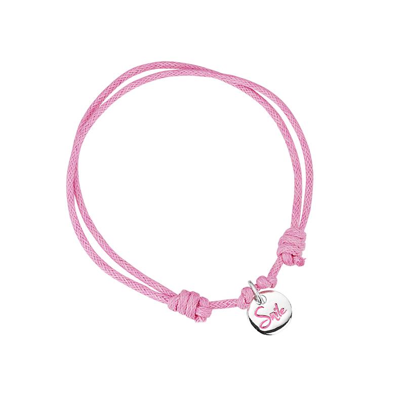 jo for girls pink bracelet sterling silver 'smile' charm jo for girls pink bracelet sterling silver 'smile' charm