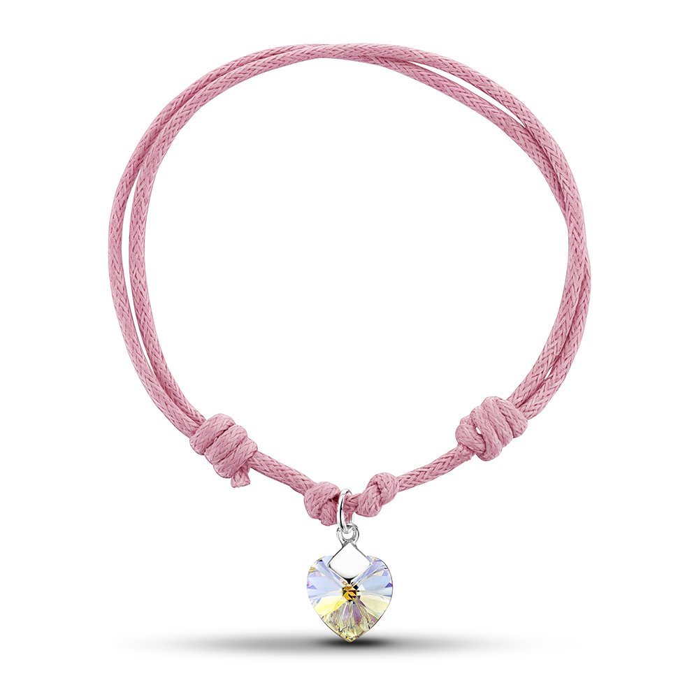 jo for girls pink cord bracelet with swarovski ab crystal