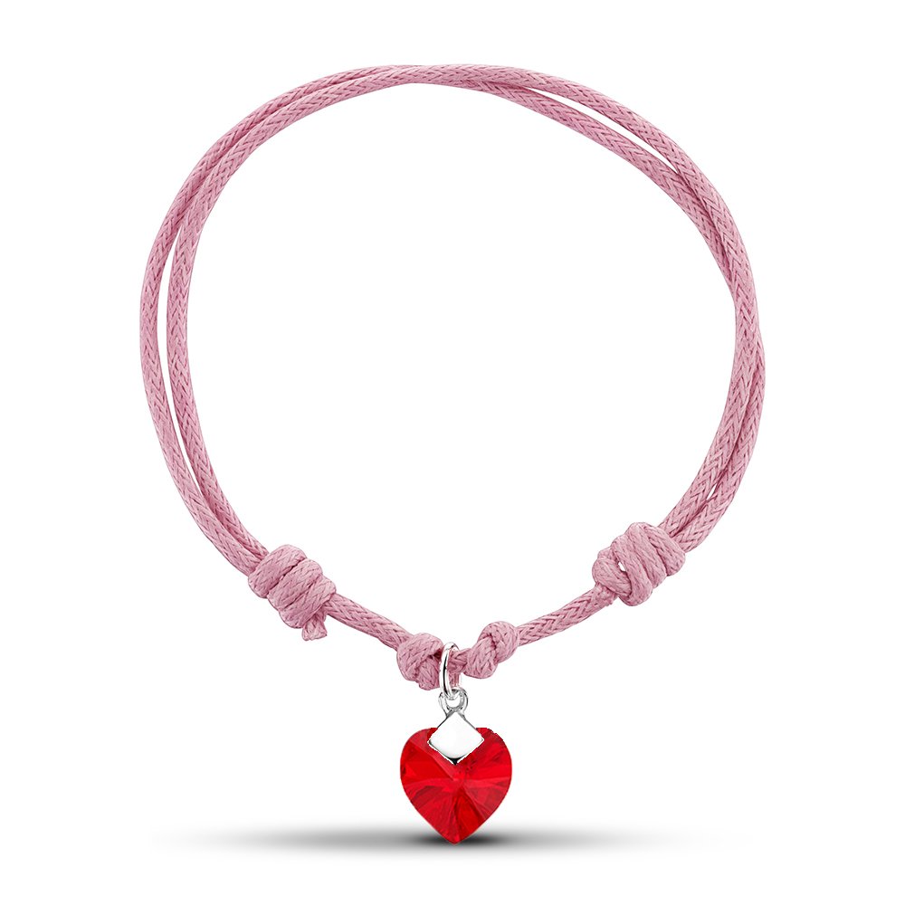 jo for girls pink cord bracelet with swarovski red crystal