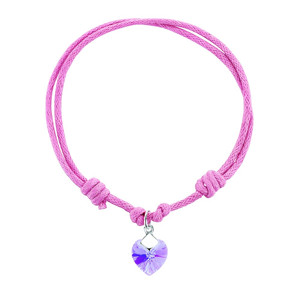 jo for girls pink cord bracelet with swarovski violet crystal