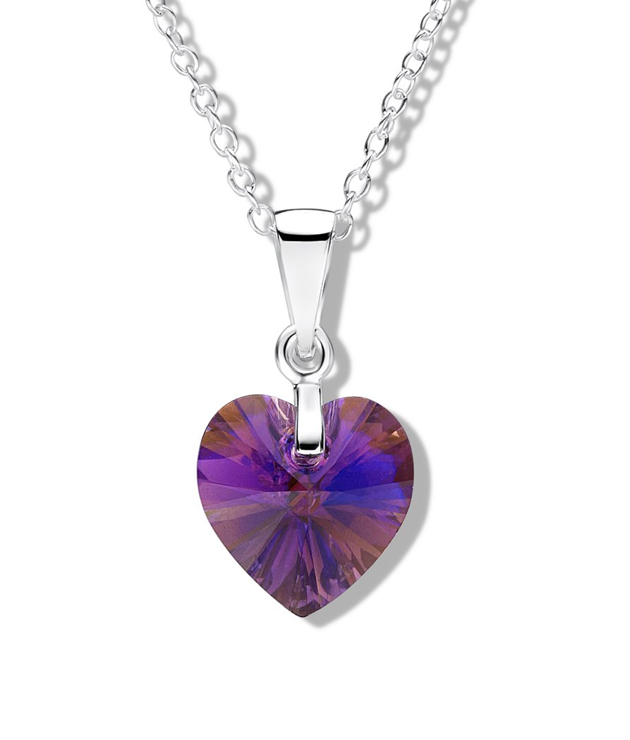 jo for girls purple swarovski crystal heart silver pendant