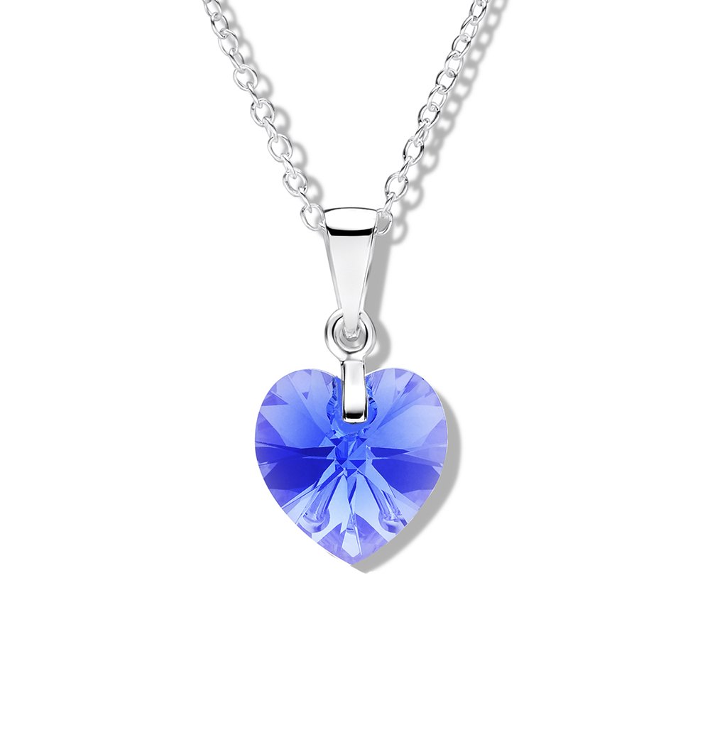 jo for girls sapphire blue swarovski crystal heart silver pendant