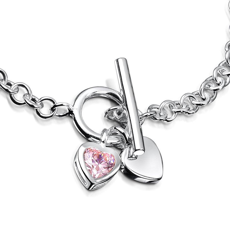 Jo For Girls Silver Heart And Cubic Zirconia Heart Necklace
