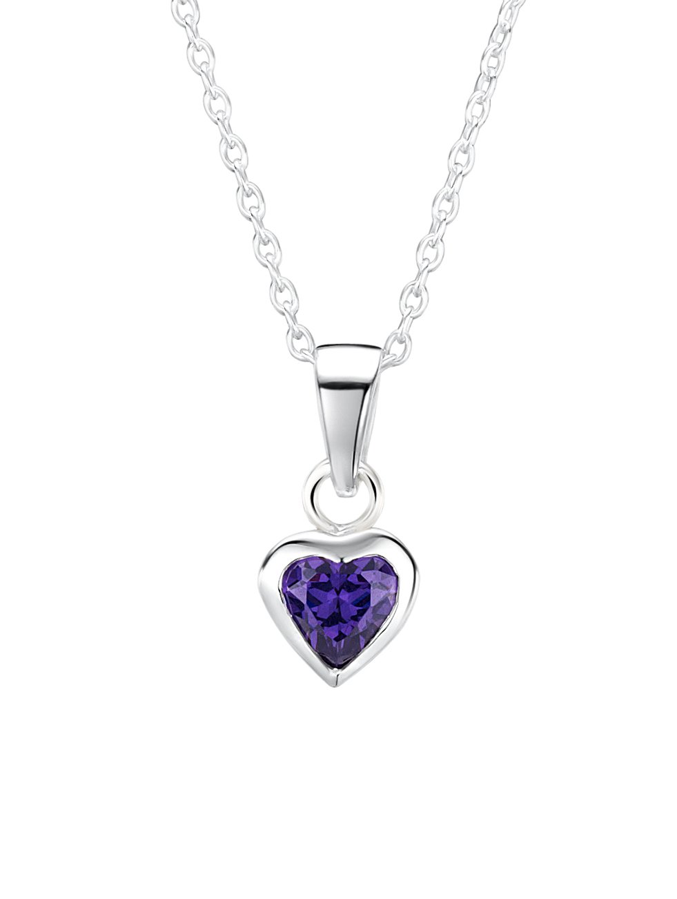 jo for girls sterling silver amethyst cz heart pendant
