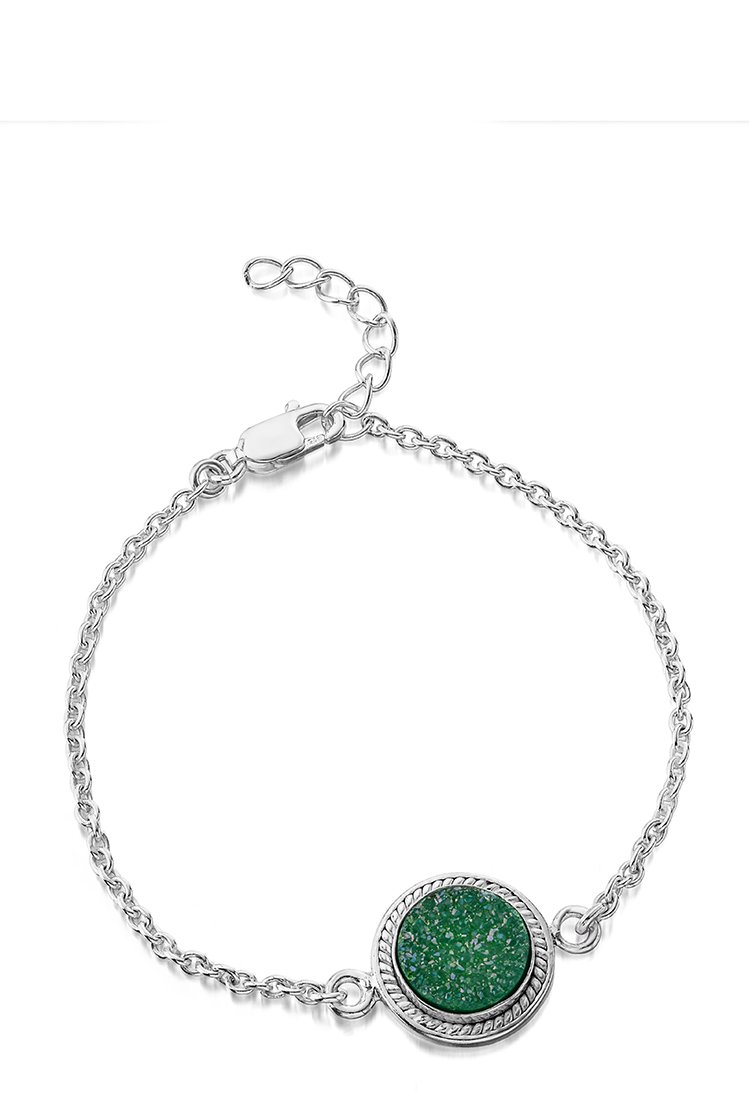 jo for girls sterling silver and green druzy bracelet